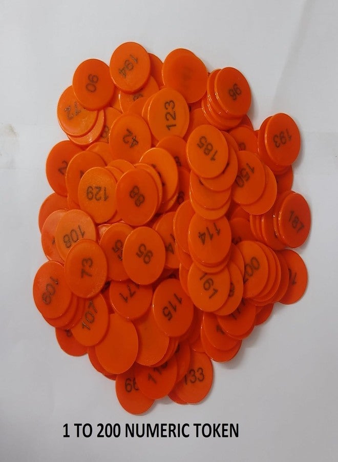 LUCKYMORDEN عملة تذكارية بلاستيكية دائرية الشكل منقوشة من 1 إلى 200 (31 مم) من لاكي موردن، للاستخدام في المتاجر، وألعاب الطاولة، والمنازل، والمدارس، وغيرها. (لون برتقالي)، ضمان طباعة مدى الحياة. - Image 2